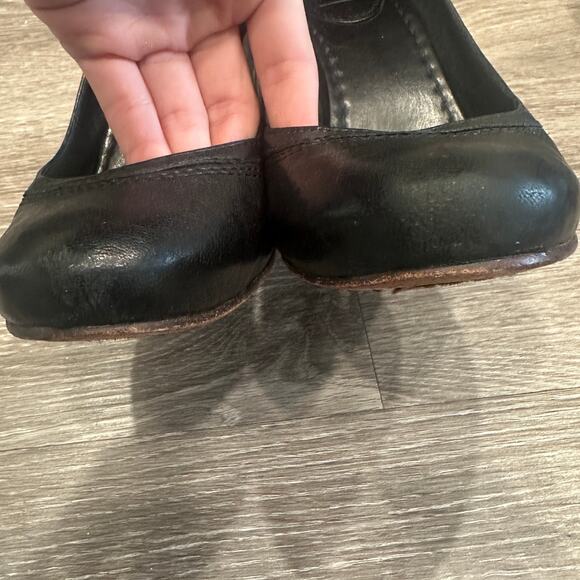 Frye Carson Leather Block Heel Pump Black Round Toe Classic Preppy Mod Retro 8.5 - Picture 3 of 8